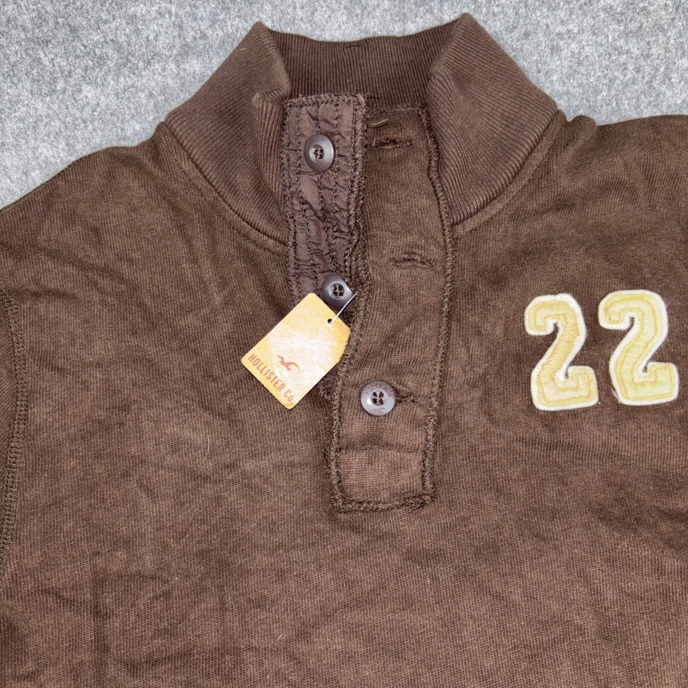 Hollister Henley Shirt Mens Large Brown Long Sleeve Mock Neck 22 NWT Y2K Casual